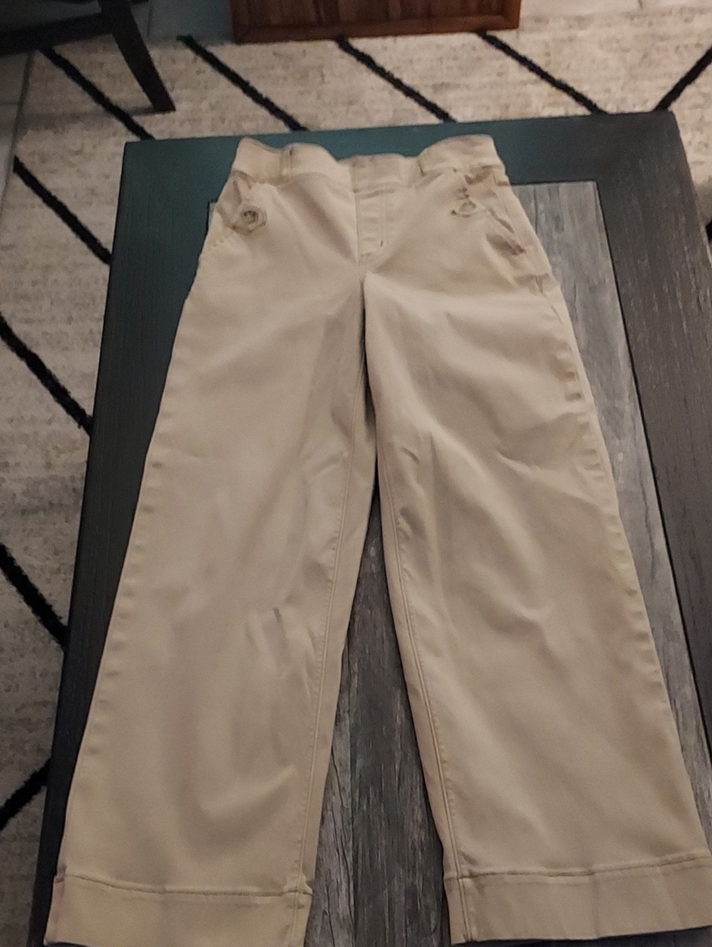 SPANX Womens Pull On Light Khaki Wide Leg Crop- XS